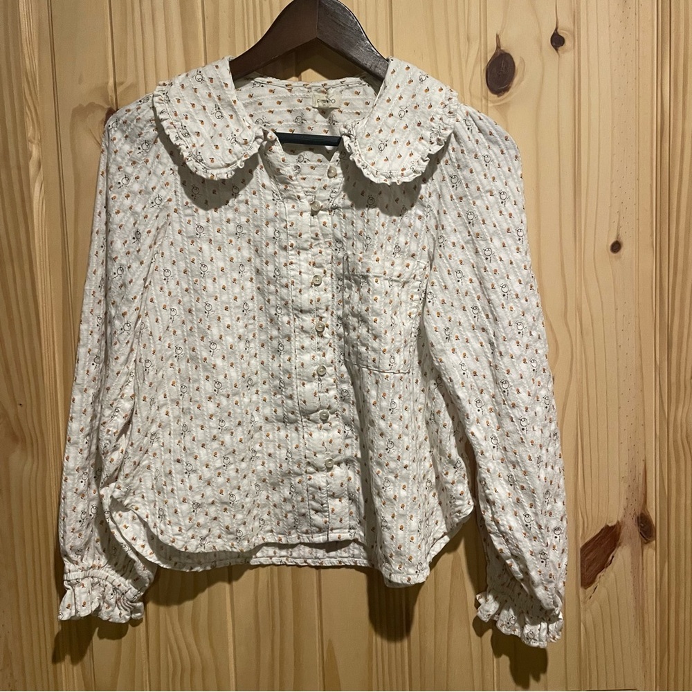 Pilcro Cream Blouse with Subtle Pattern
